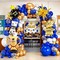 123Pcs Royal Blue and Gold Graduation Balloon Arch Kit 2026 - Navy White Latex Garland with Explosion Star, Trophy, Diploma & Grad Hat Foil Balloons - Class of 2026 Party Decorations